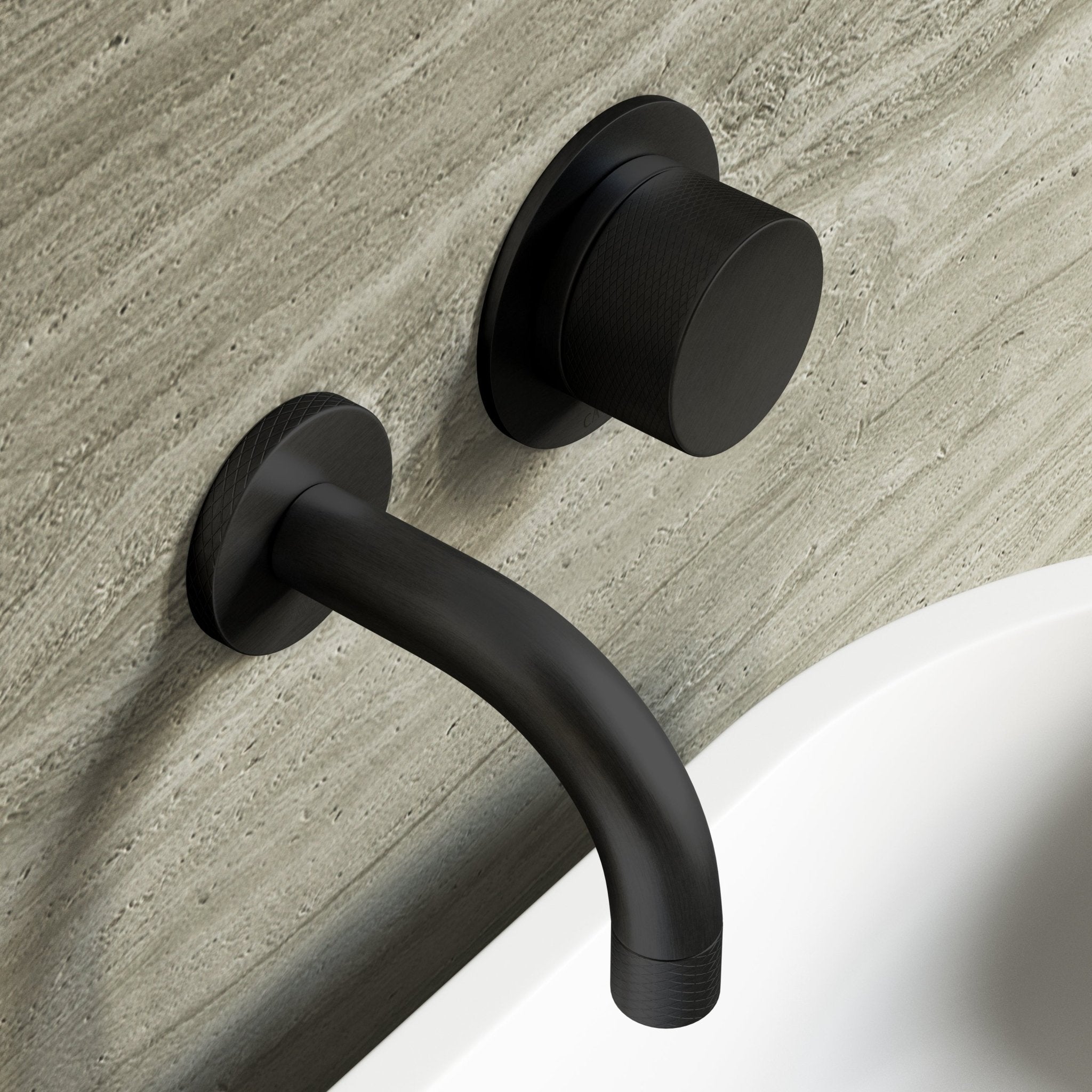 Image of Strata Single Handle Short Spout Wall Mounted Basin Mixer Tap with Backplate - Cavari