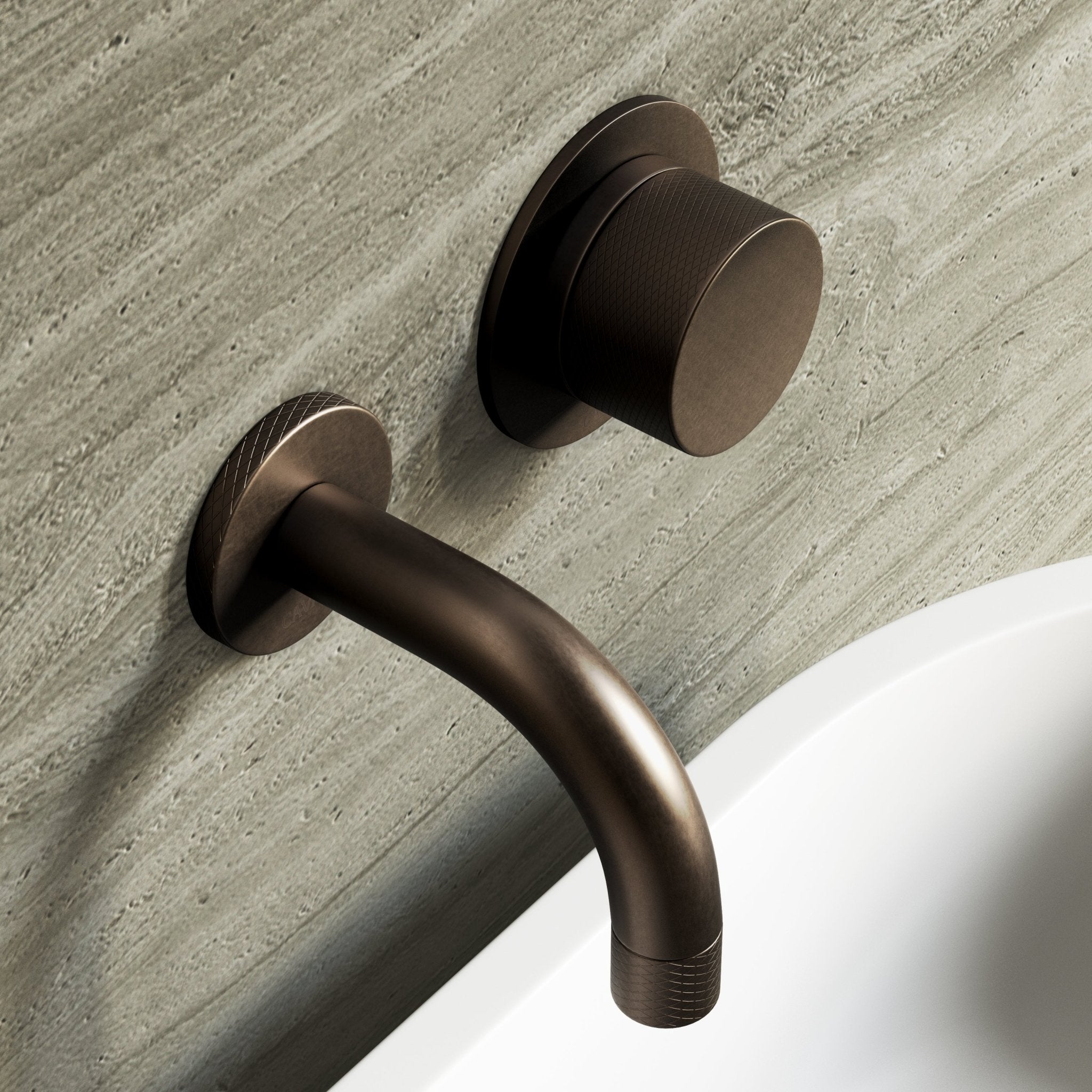 Image of Strata Single Handle Short Spout Wall Mounted Basin Mixer Tap with Backplate - Cavari