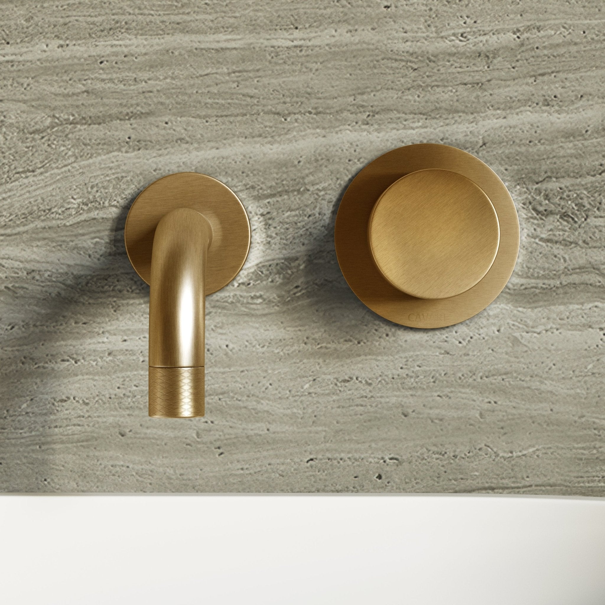 Image of Strata Single Handle Short Spout Wall Mounted Basin Mixer Tap with Backplate - Cavari