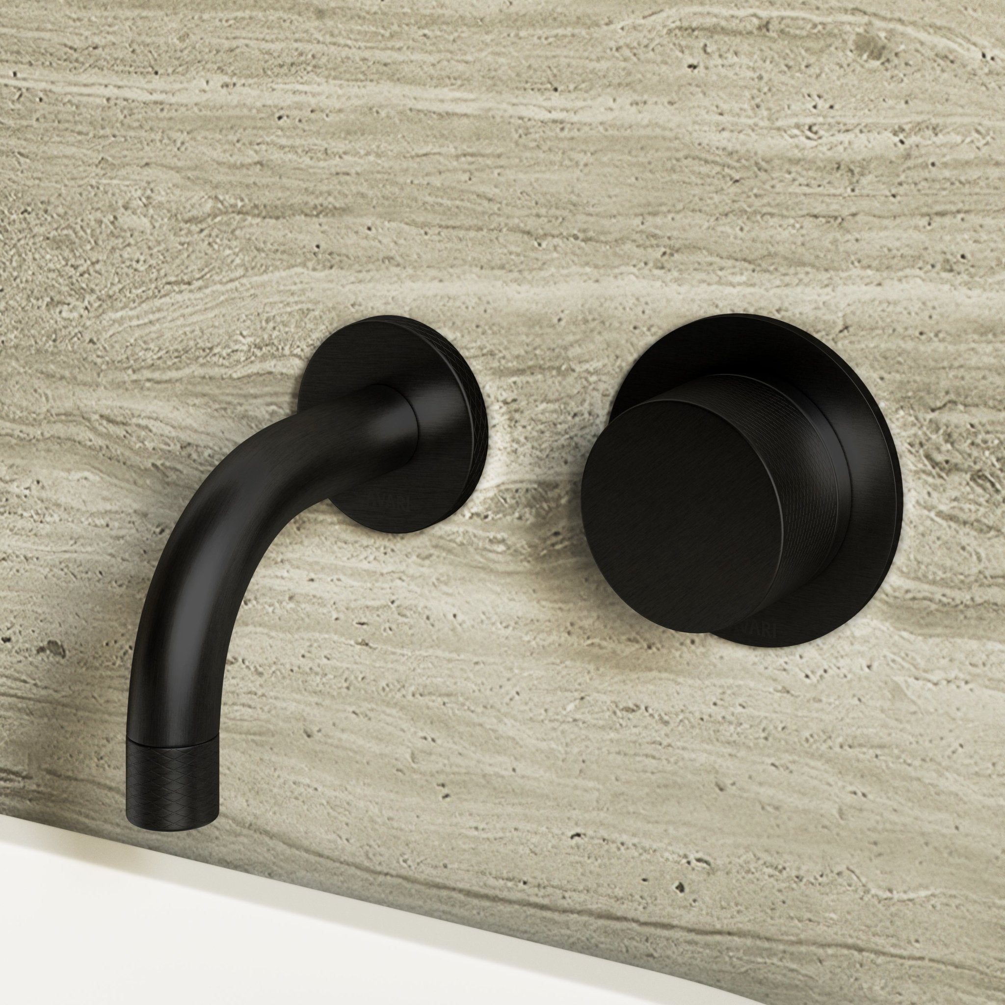 Image of Strata Single Handle Short Spout Wall Mounted Basin Mixer Tap with Backplate - Cavari