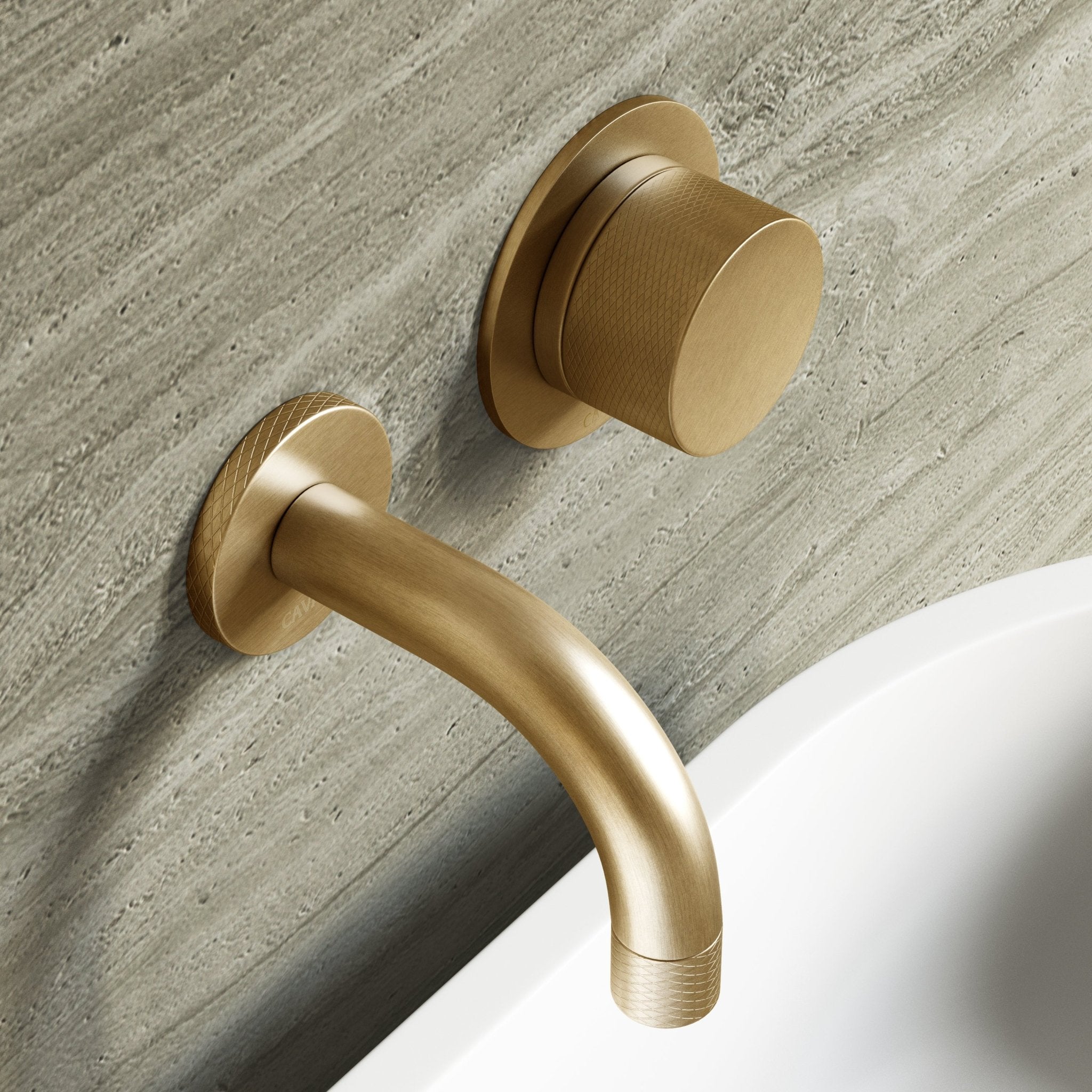 Image of Strata Single Handle Short Spout Wall Mounted Basin Mixer Tap with Backplate - Cavari