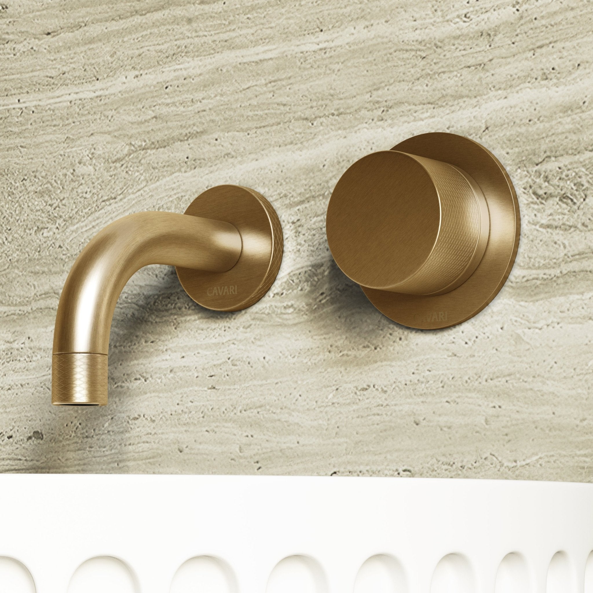 Image of Strata Single Handle Short Spout Wall Mounted Basin Mixer Tap with Backplate - Cavari